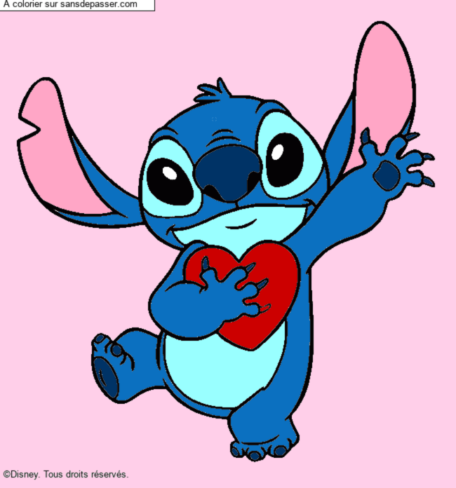 Stitch qui tient un coeur par un invit&eacute;