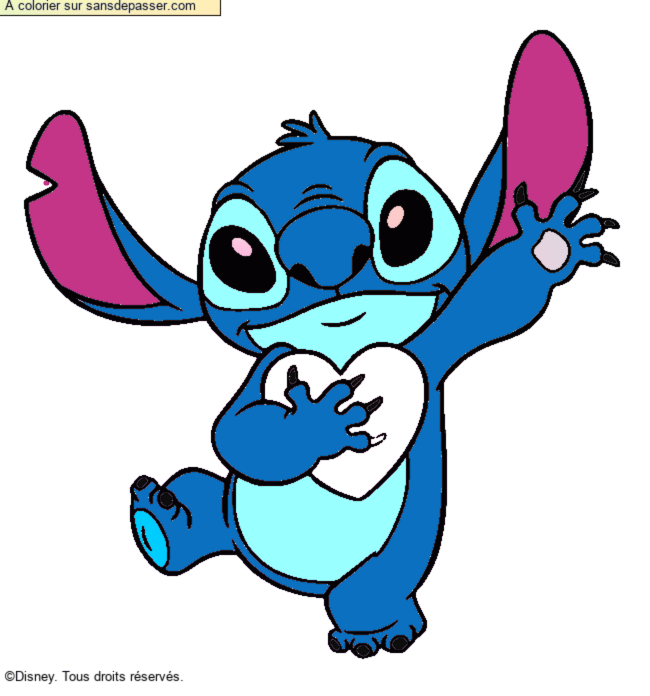 Stitch qui tient un coeur par un invit&eacute;