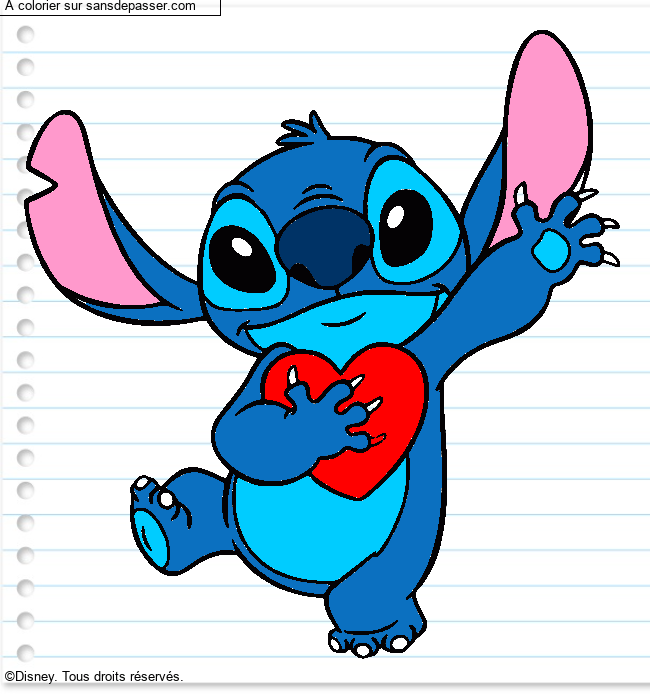 Stitch qui tient un coeur par un invit&eacute;