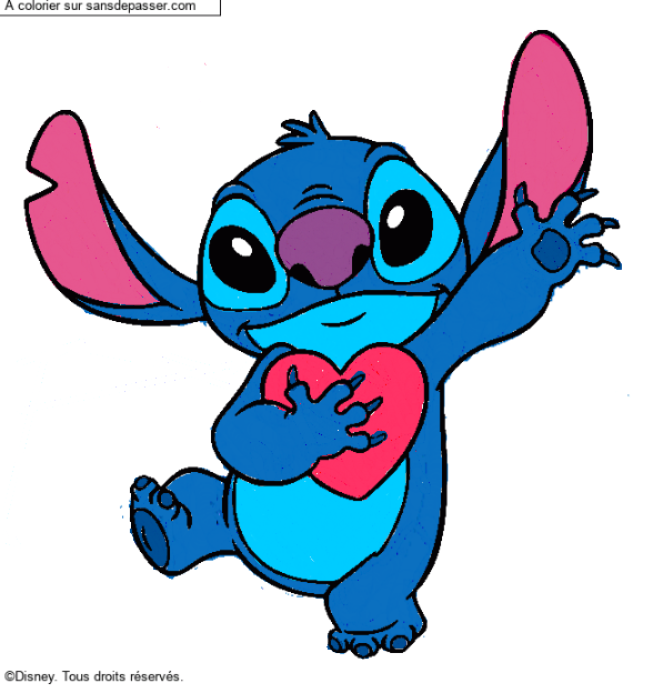 Stitch qui tient un coeur par Loulou 210