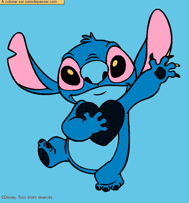 Stitch qui tient un coeur par un invit&eacute;