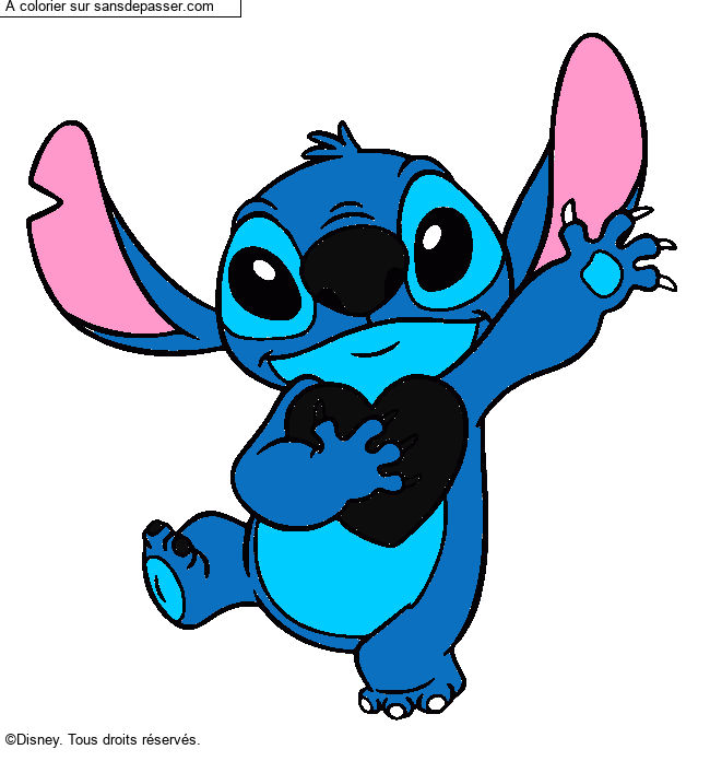Stitch qui tient un coeur par un invit&eacute;