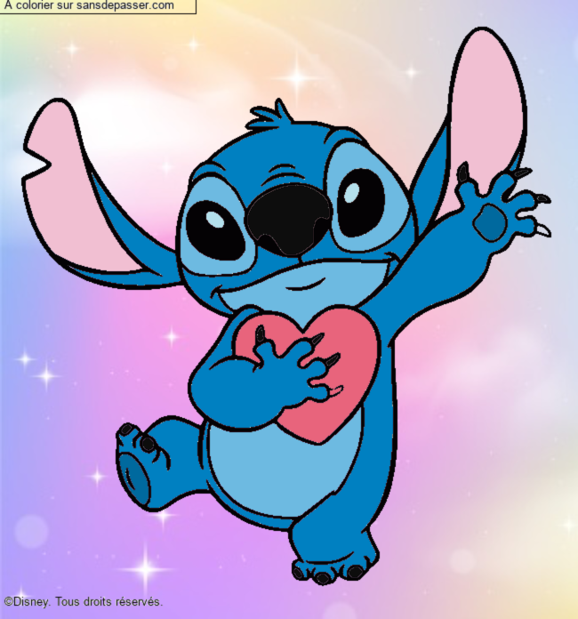 Stitch qui tient un coeur par un invit&eacute;