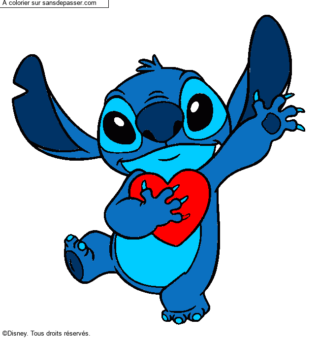 Stitch qui tient un coeur par un invit&eacute;