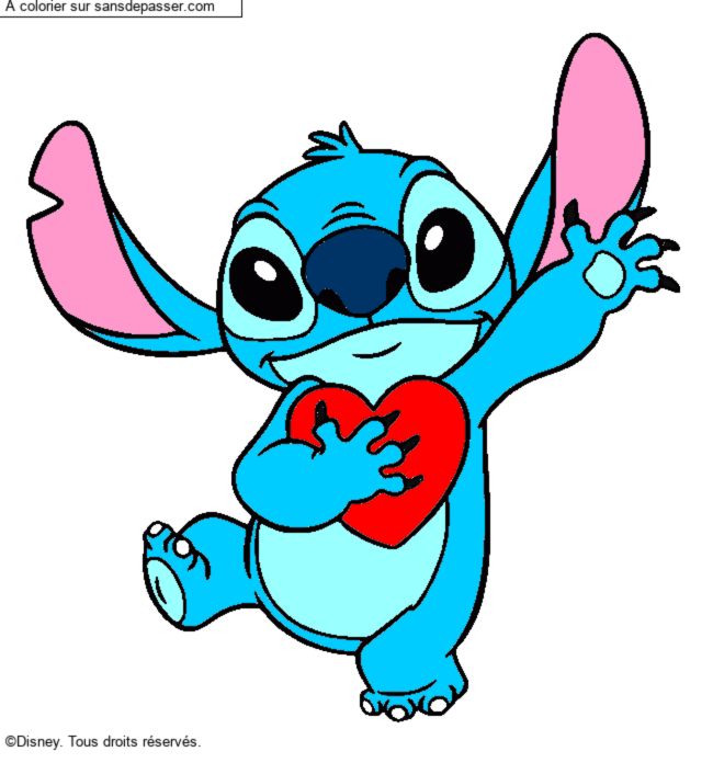 Stitch qui tient un coeur par un invit&eacute;