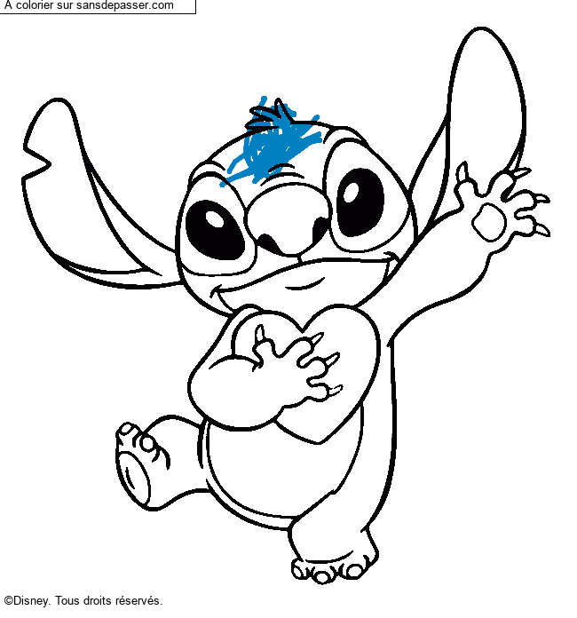 Stitch qui tient un coeur par un invit&eacute;