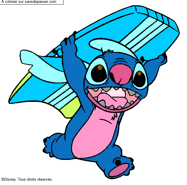 Stitch avec une planche de surf par un invit&eacute;