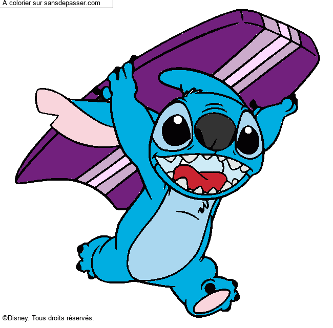 Stitch avec une planche de surf par un invit&eacute;