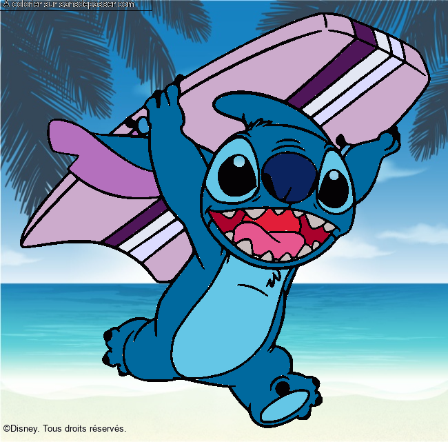 Stitch avec une planche de surf par lyly03050496