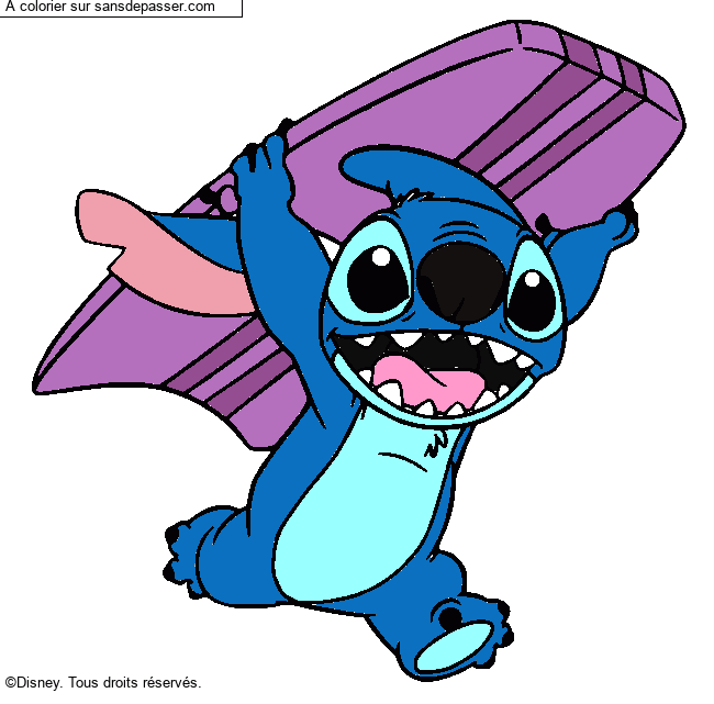 Stitch avec une planche de surf par un invit&eacute;