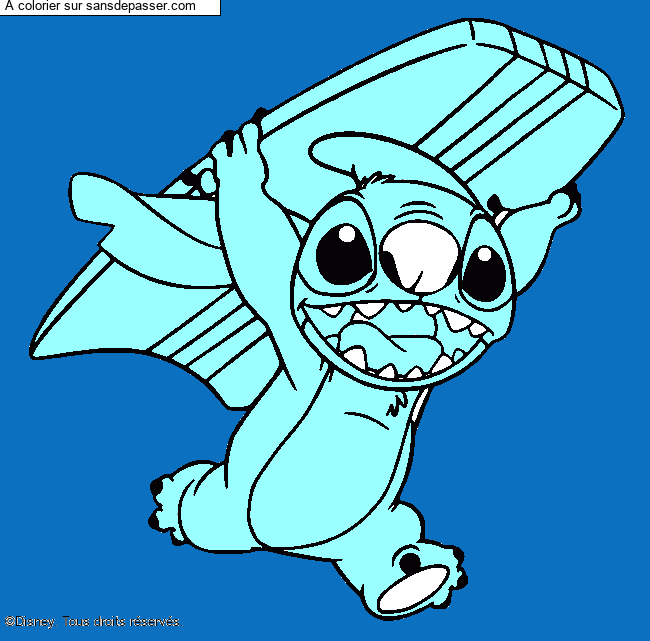 Stitch avec une planche de surf par un invit&eacute;