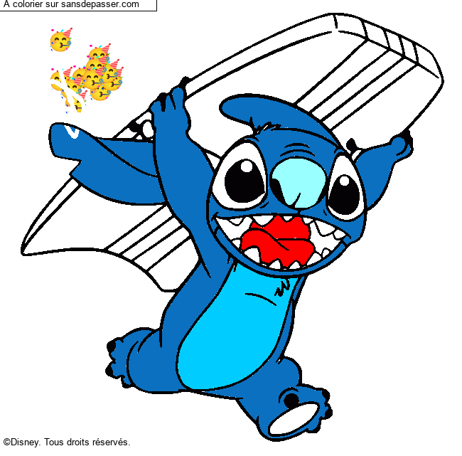 Stitch avec une planche de surf par lolomarcha