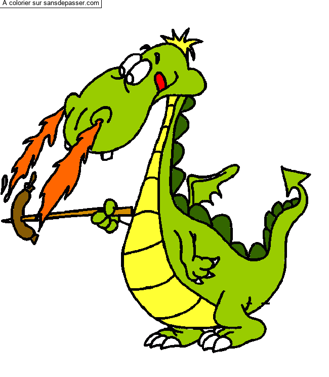 Dragon qui cuit une saucisse par un invit&eacute;