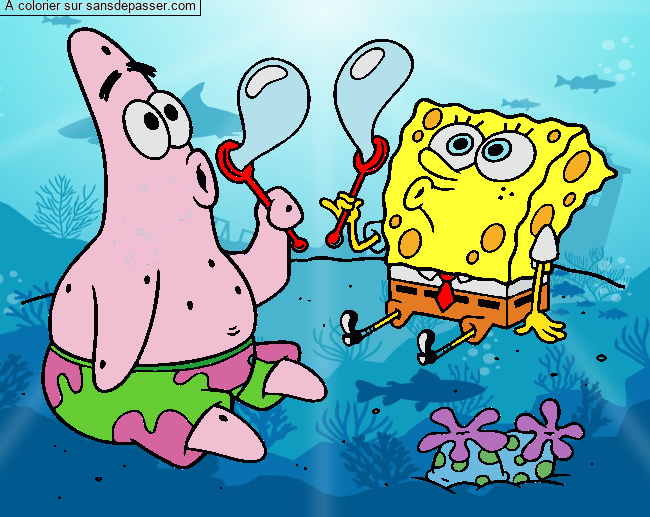 Bob l'&eacute;ponge et Patrick l'&eacute;toile de mer par un invit&eacute;