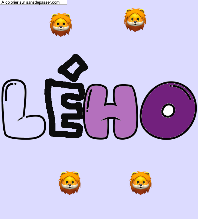 Coloriage pr&eacute;nom personnalis&eacute; "L&Eacute;HO" par Lilounette
