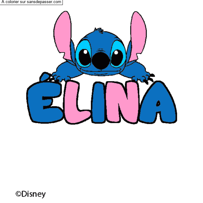 Coloriage Coloriage pr&eacute;nom &Eacute;LINA - d&eacute;cor Stitch par un invit&eacute;
