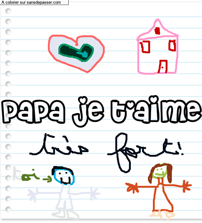 Coloriage pr&eacute;nom personnalis&eacute; "papa je t'aime" par un invit&eacute;