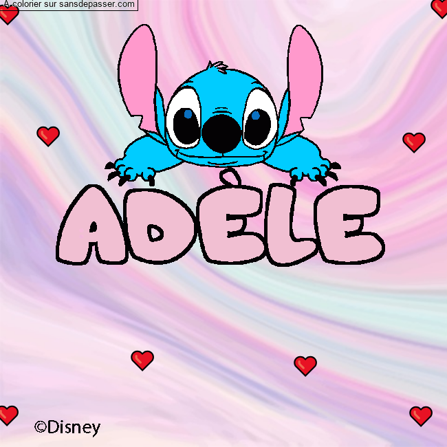 Coloriage Coloriage pr&eacute;nom AD&Egrave;LE - d&eacute;cor Stitch par un invit&eacute;