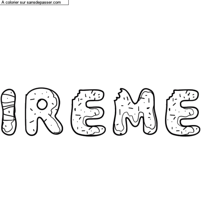 Coloriage pr&eacute;nom personnalis&eacute; "ireme" par un invit&eacute;