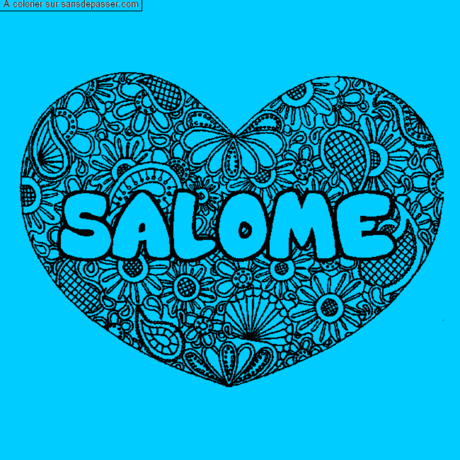 Coloriage pr&eacute;nom SALOME - d&eacute;cor Mandala coeur par un invit&eacute;