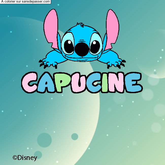 Coloriage pr&eacute;nom CAPUCINE - d&eacute;cor Stitch par un invit&eacute;