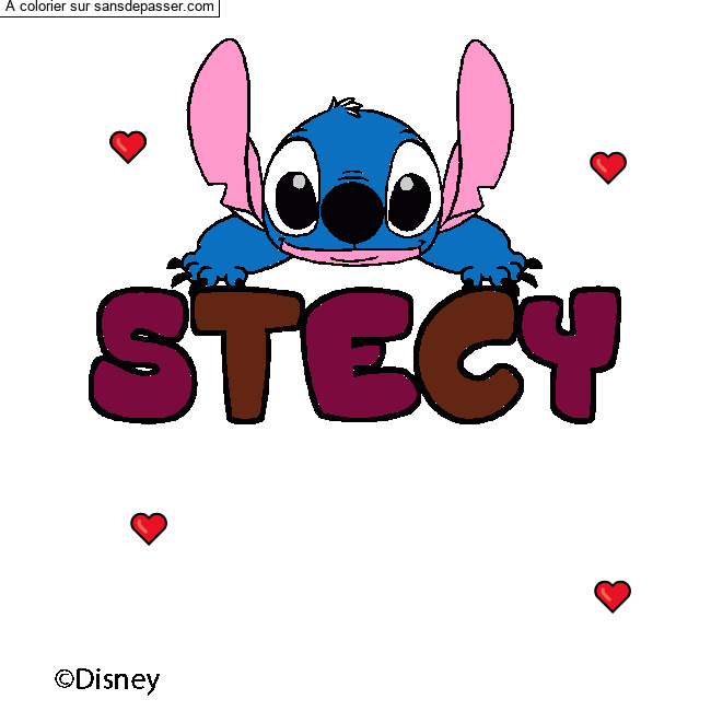 Coloriage Coloriage pr&eacute;nom STECY - d&eacute;cor Stitch par un invit&eacute;