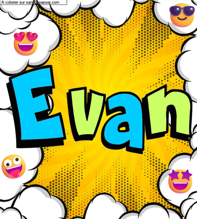 Coloriage pr&eacute;nom personnalis&eacute; "Evan" par Gyno