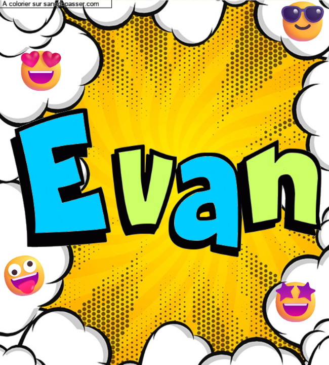 Coloriage pr&eacute;nom personnalis&eacute; "Evan" par Gyno