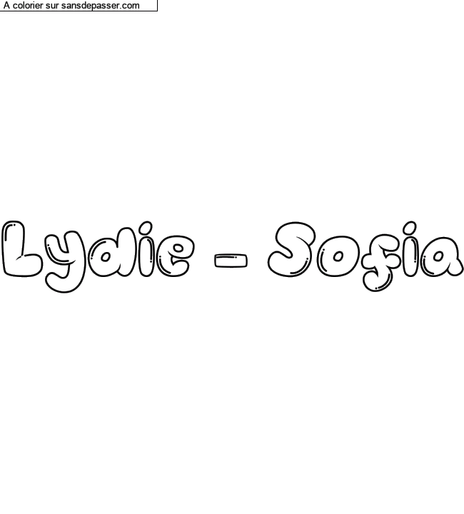 Coloriage pr&eacute;nom personnalis&eacute; "Lydie - Sofia" par un invit&eacute;