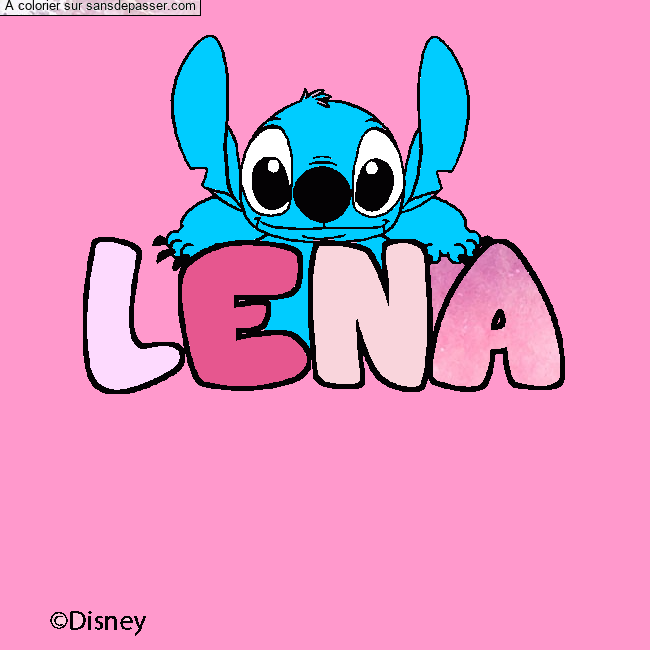 Coloriage pr&eacute;nom LENA - d&eacute;cor Stitch par Lena 🌸
