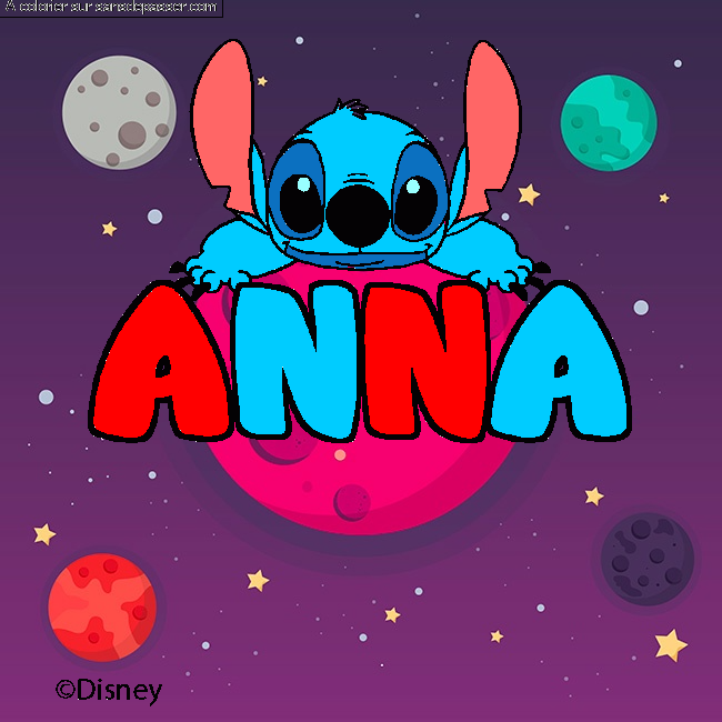 Coloriage pr&eacute;nom ANNA - d&eacute;cor Stitch par un invit&eacute;