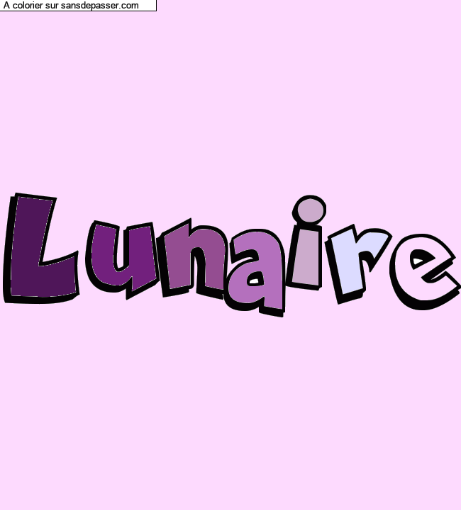 Coloriage pr&eacute;nom personnalis&eacute; "Lunaire" par un invit&eacute;