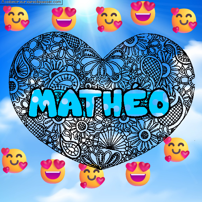 Coloriage Coloriage pr&eacute;nom MATH&Eacute;O - d&eacute;cor Mandala coeur par un invit&eacute;