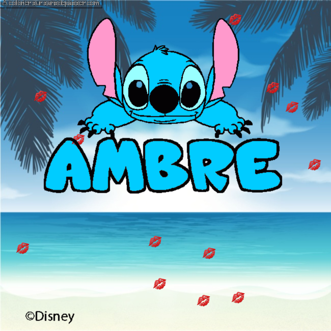 Coloriage pr&eacute;nom AMBRE - d&eacute;cor Stitch par un invit&eacute;