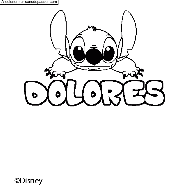 Coloriage Coloriage pr&eacute;nom DOLORES - d&eacute;cor Stitch par un invit&eacute;