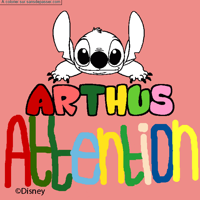 Coloriage Coloriage pr&eacute;nom ARTHUS - d&eacute;cor Stitch par un invit&eacute;