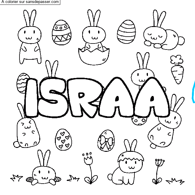 Coloriage Coloriage pr&eacute;nom ISRAA - d&eacute;cor Paques par un invit&eacute;