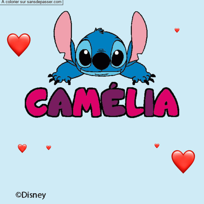 Coloriage Coloriage pr&eacute;nom CAM&Eacute;LIA - d&eacute;cor Stitch par un invit&eacute;