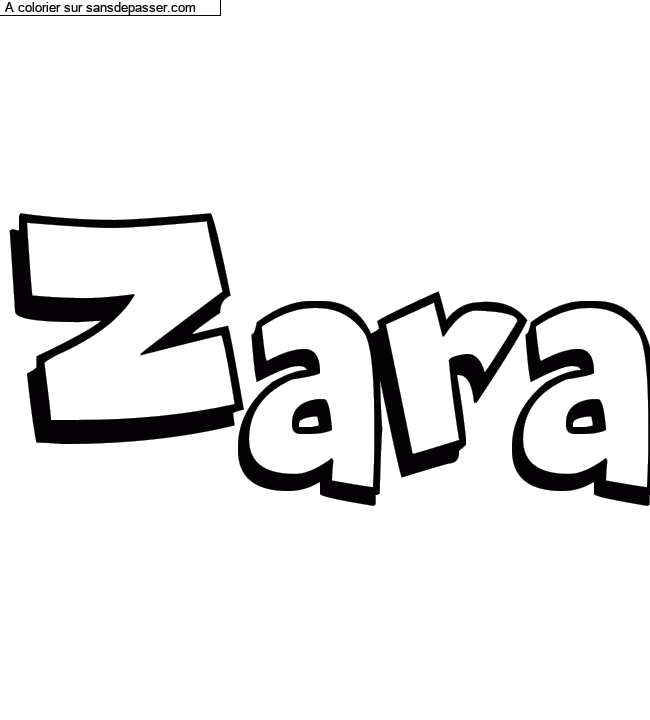 Coloriage pr&eacute;nom personnalis&eacute; "Zara" par un invit&eacute;