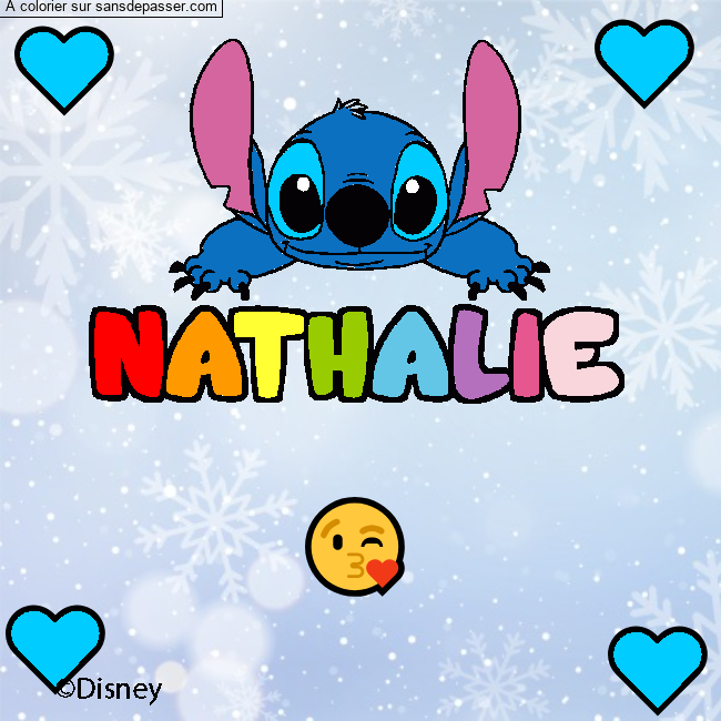 Coloriage Coloriage pr&eacute;nom NATHALIE - d&eacute;cor Stitch par un invit&eacute;