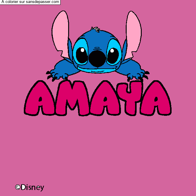Coloriage Coloriage pr&eacute;nom AMAYA - d&eacute;cor Stitch par un invit&eacute;