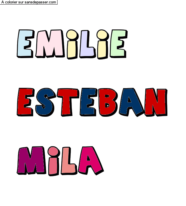 Coloriage pr&eacute;nom personnalis&eacute; par un invit&eacute;