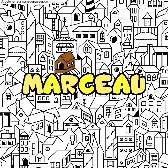 Coloriage prénom MARCEAU - décor Ville par un invité