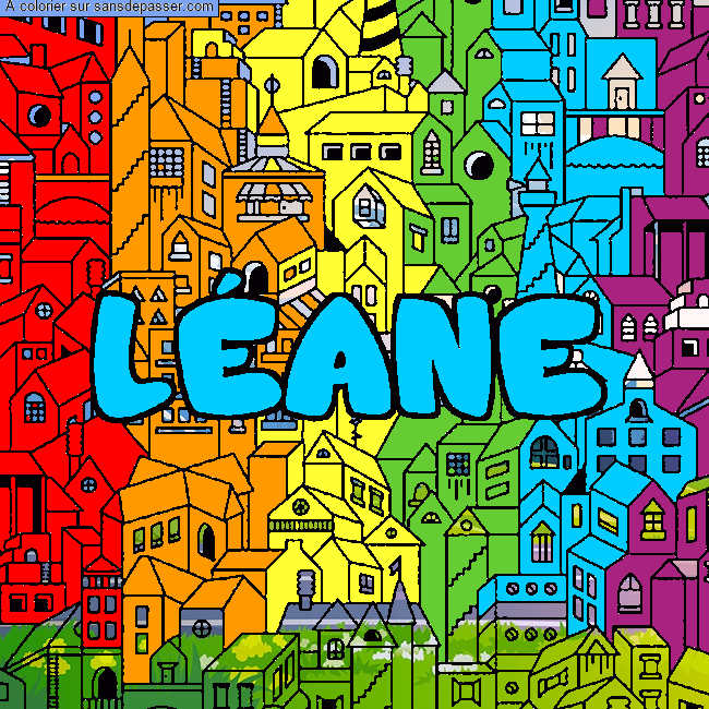 Coloriage prénom LÉANE - décor Ville par l&amp;amp;eacute;l&amp;amp;eacute;.29