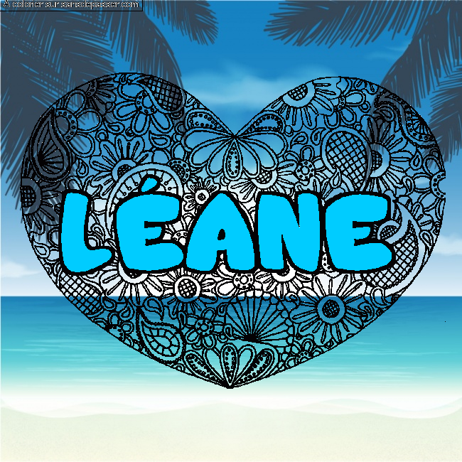 Coloriage prénom LÉANE - décor Mandala coeur par l&amp;amp;eacute;l&amp;amp;eacute;.29