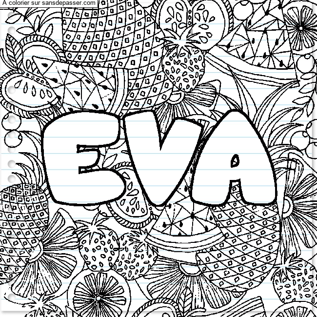 Coloriage Coloriage pr&eacute;nom EVA - d&eacute;cor Mandala fruits par un invité
