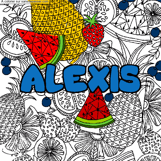 Coloriage Coloriage pr&eacute;nom ALEXIS - d&eacute;cor Mandala fruits par alexis