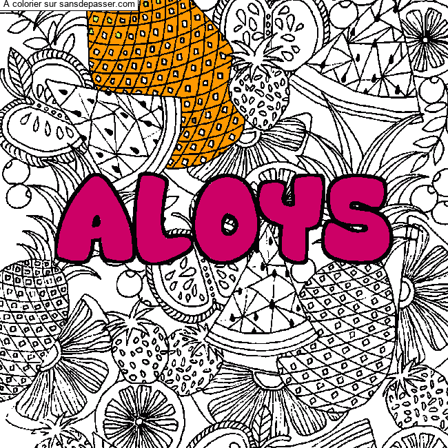 Coloriage Coloriage pr&eacute;nom ALOYS - d&eacute;cor Mandala fruits par un invit&eacute;