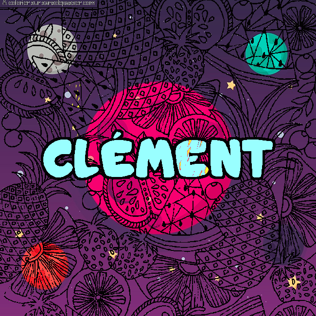 Coloriage prénom CLÉMENT - décor Mandala fruits par fcalmein