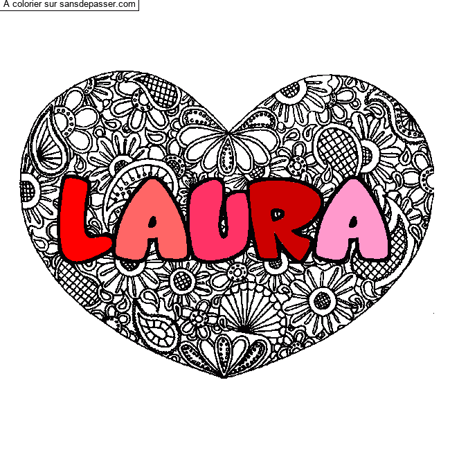 Coloriage LAURA - d&eacute;cor Mandala coeur